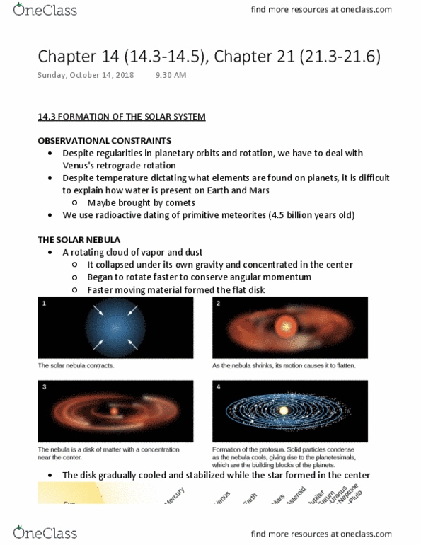 ASTR 101 Chapter Notes - Chapter 14, 21: Kuiper Belt, Ammonia, Transiting Exoplanet Survey Satellite thumbnail
